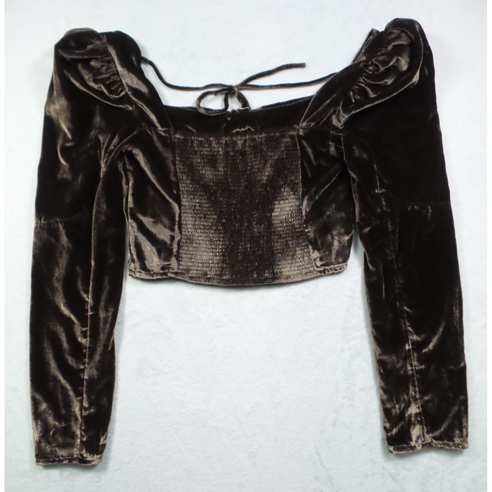 Free People Top Womens Size Small Brown Bridgette Velvet Long Sleeve Corset NWT - Picture 3 of 10